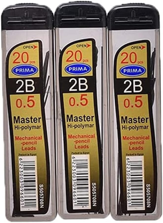 Prima 2B Set Of 3 Packs Of Mechanical Pencil Leads 0.5 MM - Black